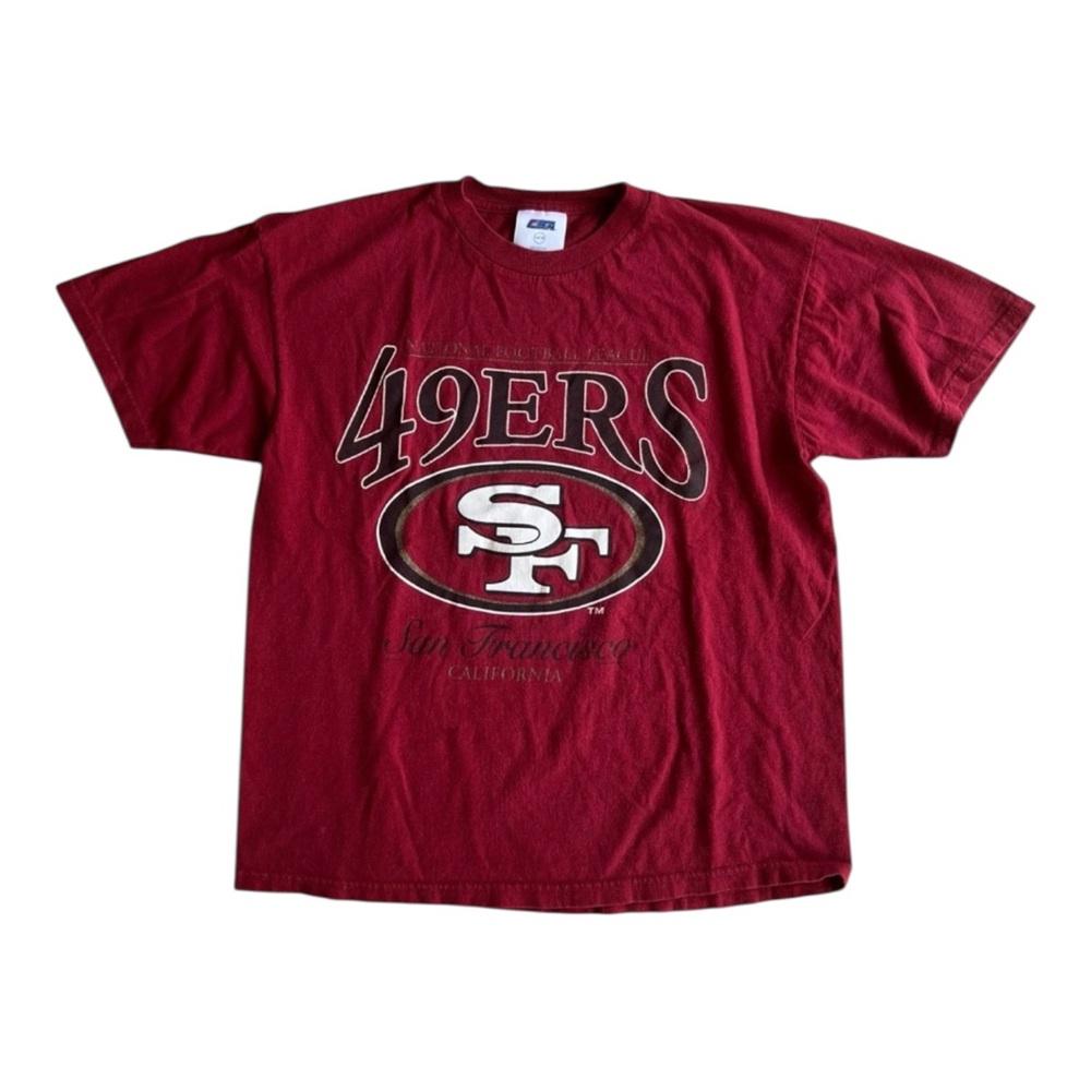Vtg 90s San Francisco 49ers Graphic Logo T-Shirt Youth Size 14/16 Red